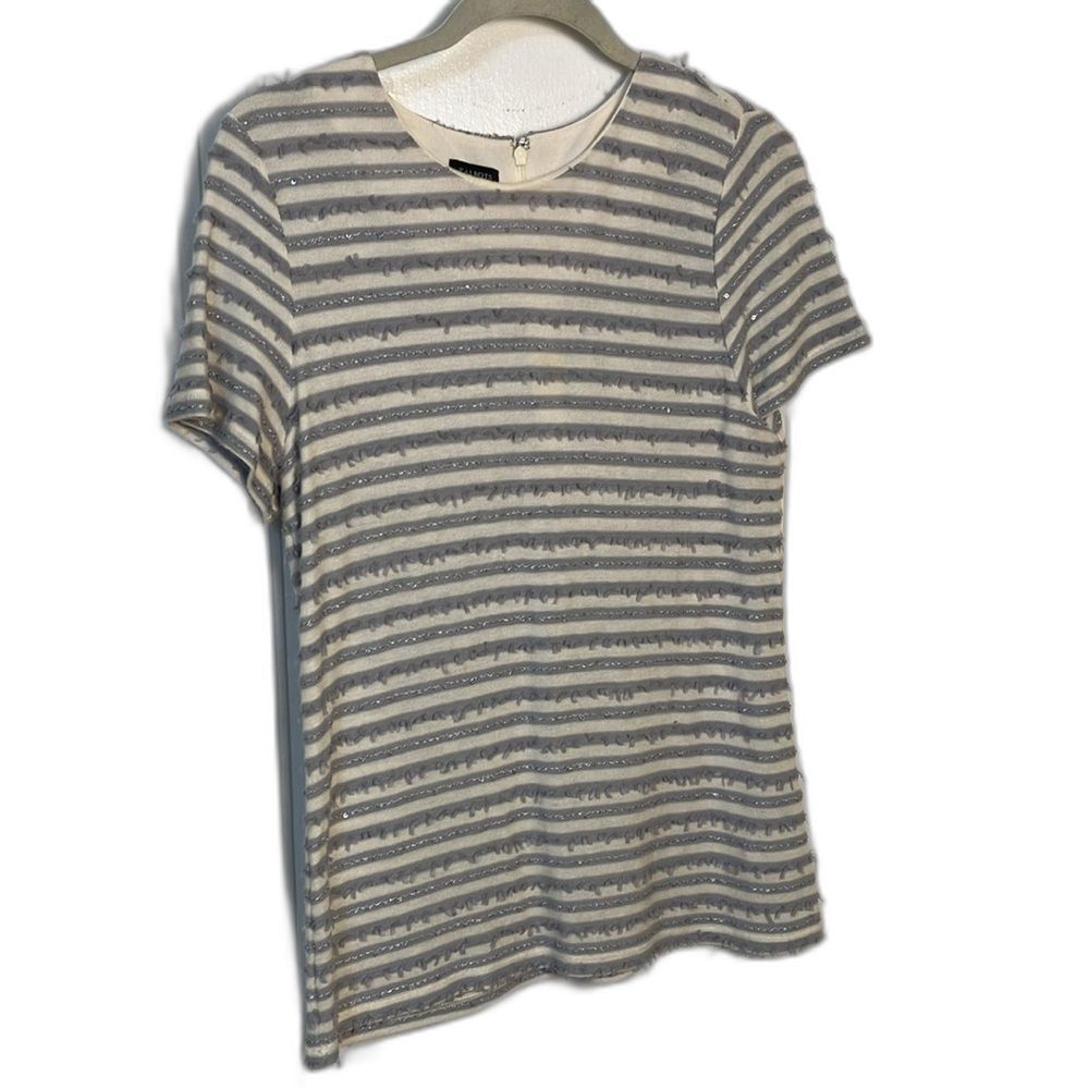 Talbots striped knit tee with embellishments